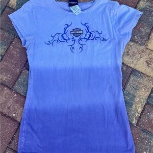 Harley-Davidson Fitted Blue Cap Sleeve Tee